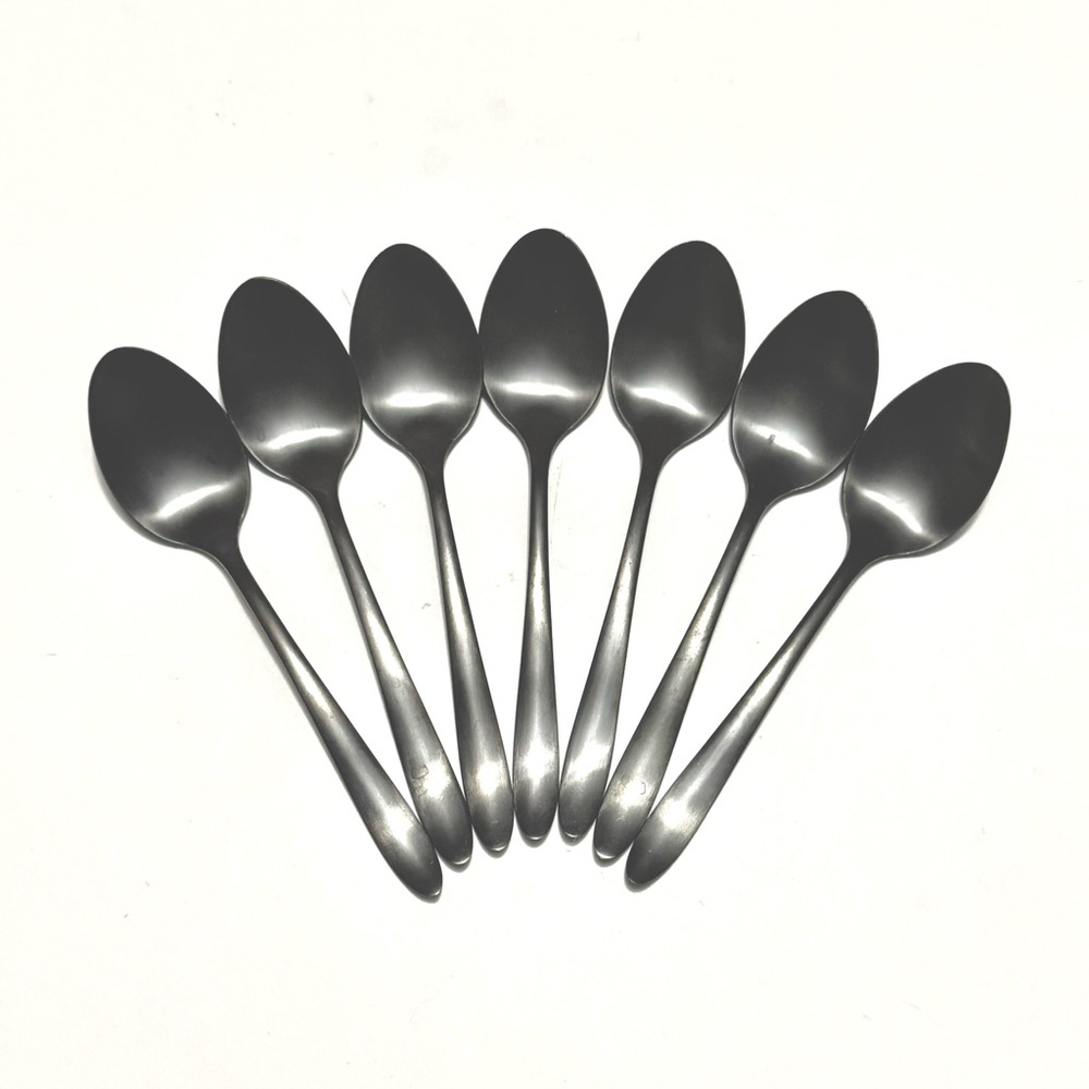 7pc Studio Nova Matte Black Teaspoons – Tapered Pointed Handles